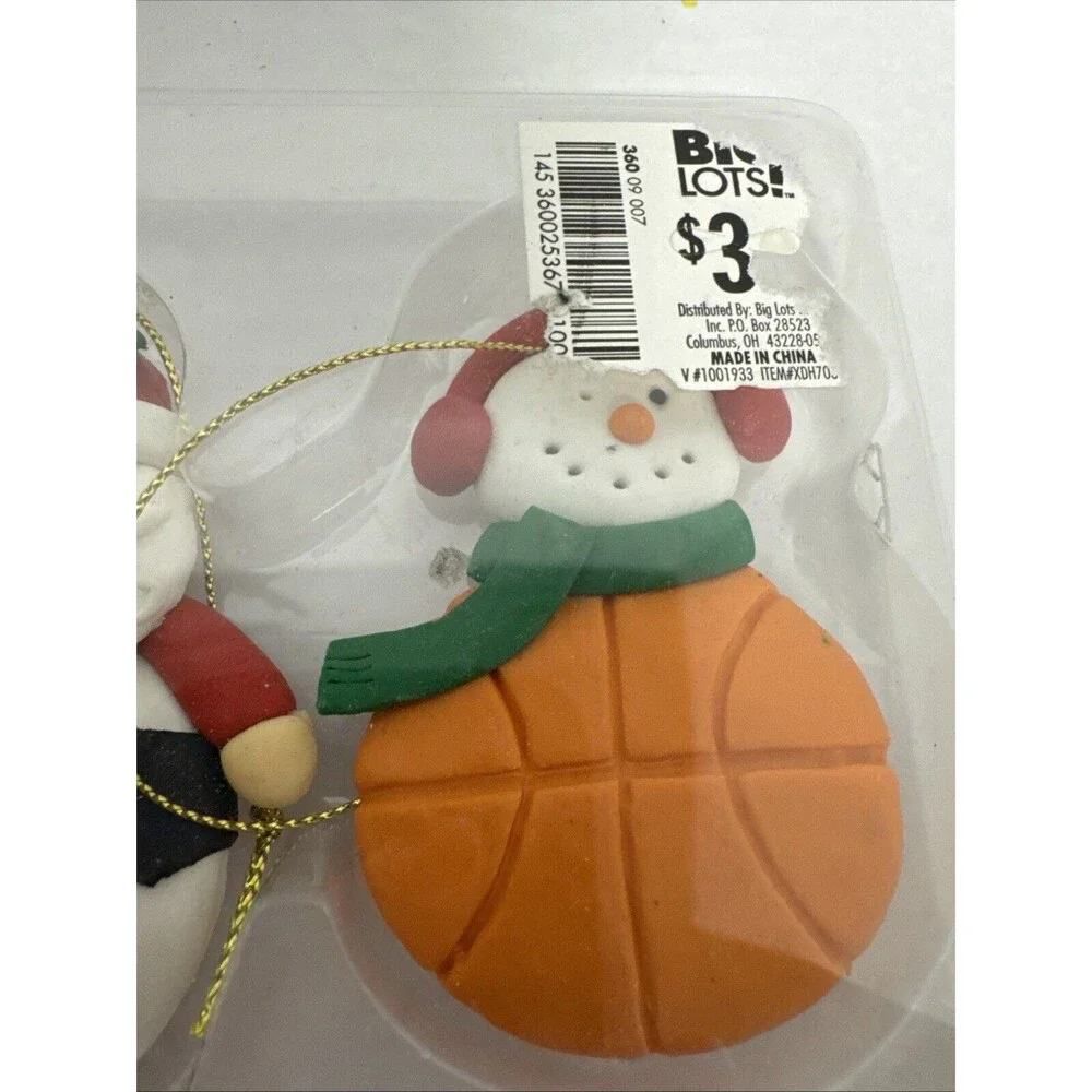 Lot Of 4 Sports Christmas Tree‎ Ornaments Basketball Football Baseball Soccer